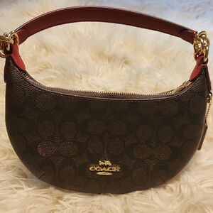 Coach Dark Brown and Red Shoulder Bag